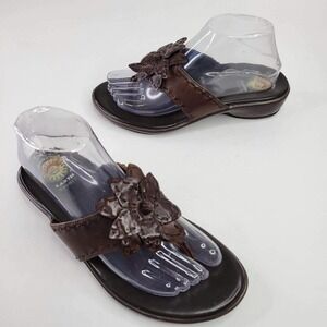 Earth Spirit Gelron 2000 Sandals Brown Leather Womens 8 Thong Flip Flop Boho